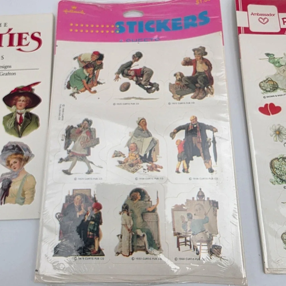Vintage Hallmark Ambassador Sticker Lot Jan Hagara Postcards Victorian Ephemera